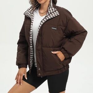 Chocolate Brown Checkered Puffer